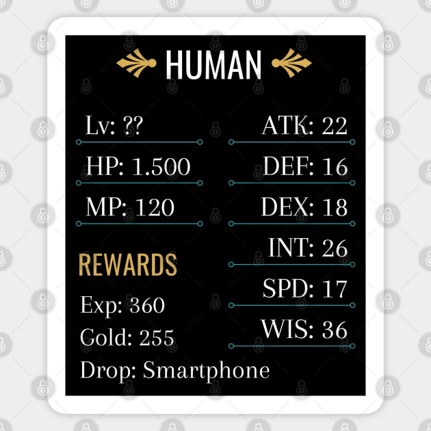 Jrpg rpg human gamer stats and drops Sticker by JettDes